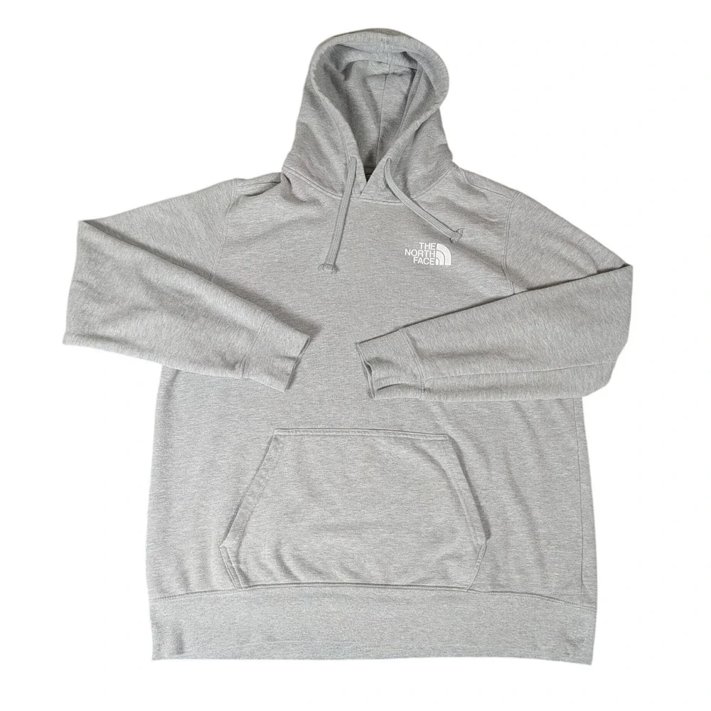 The North Face Mens Gray Box Logo Hoodie Never Stop Exploring Pullover XL